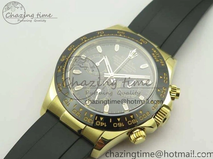 0109 Tailored Daytona 116518 LN YG ARF 1:1 Best Edition Black Dial On Rubber Strap A4130 Super Clone 3479